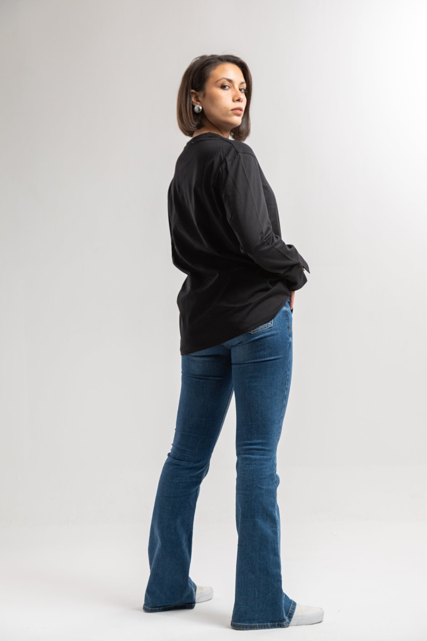 Coal Cotton Slit Top