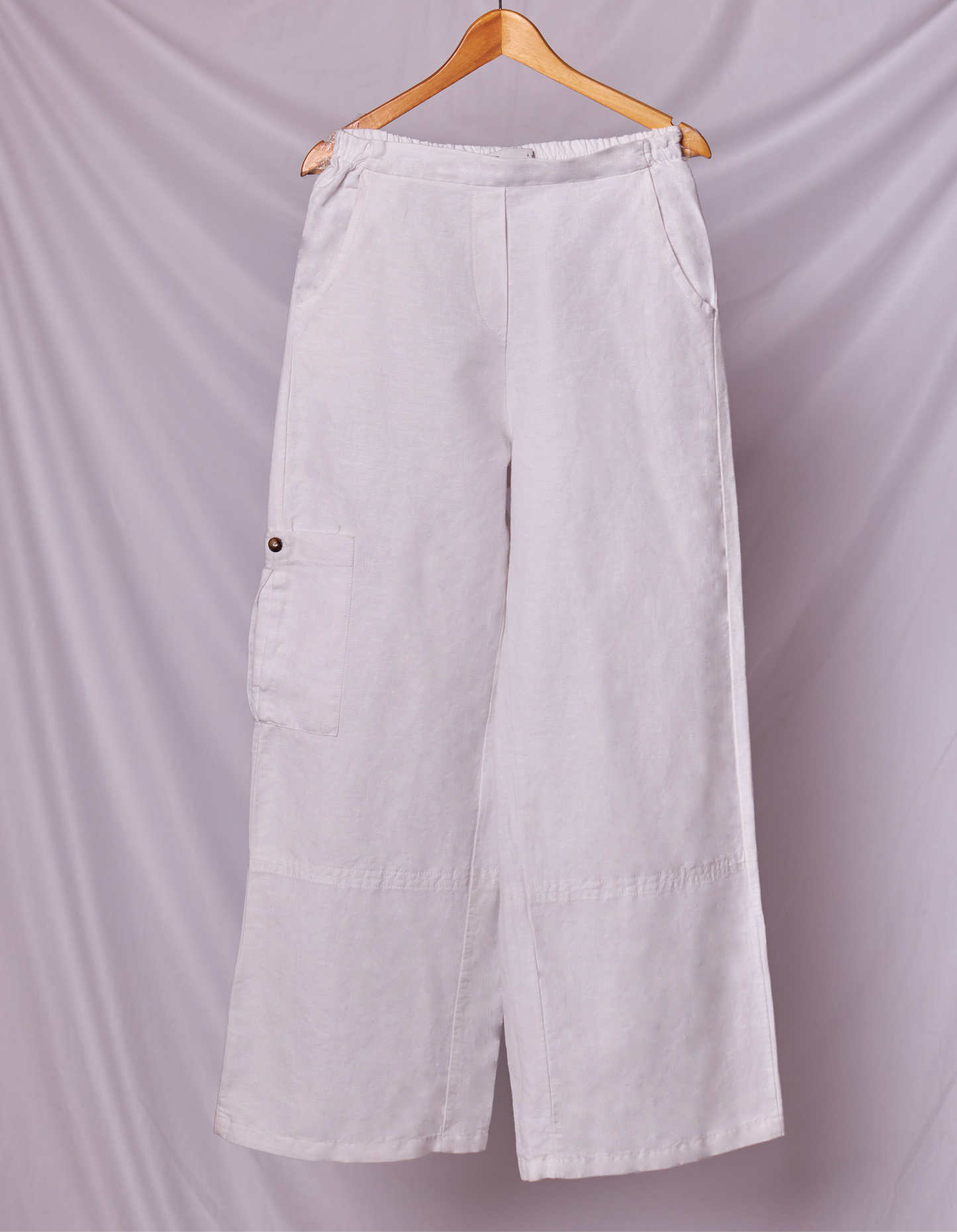 Weave Linen Pants in White