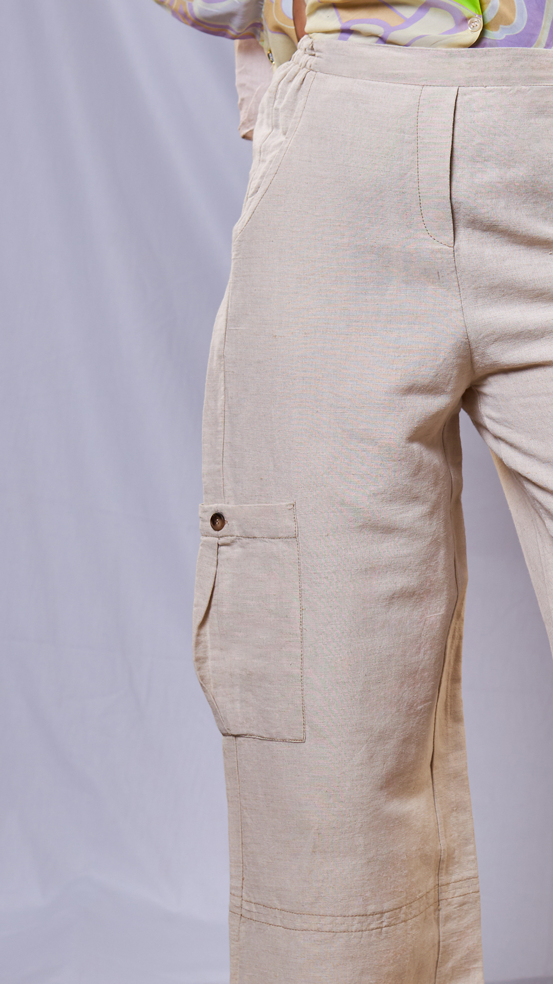 Weave Linen Pants in Beige