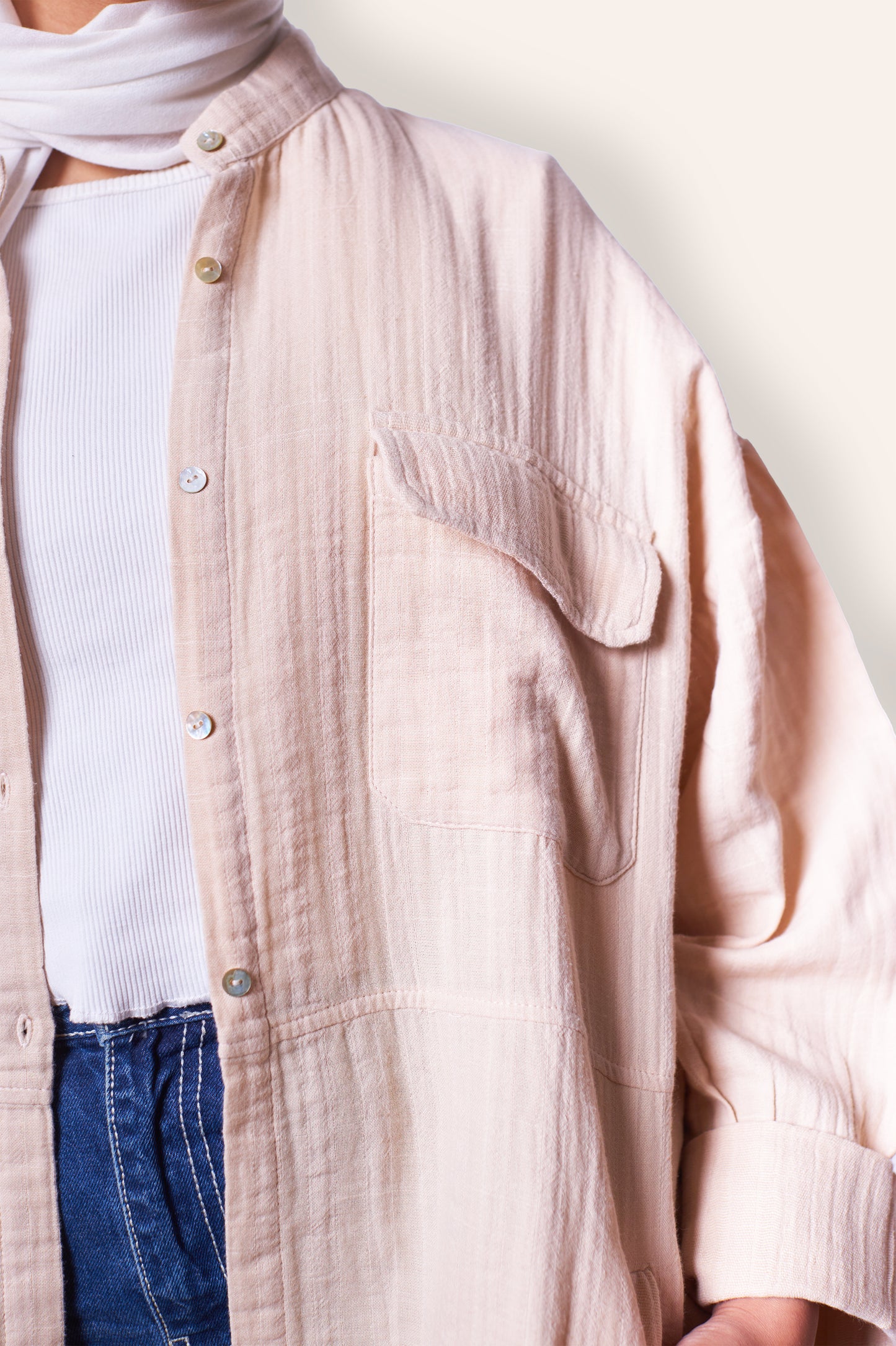 Sand C-linen Overshirt