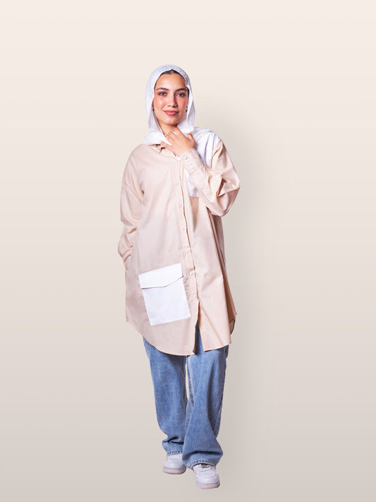 Sand Poplin Overshirt